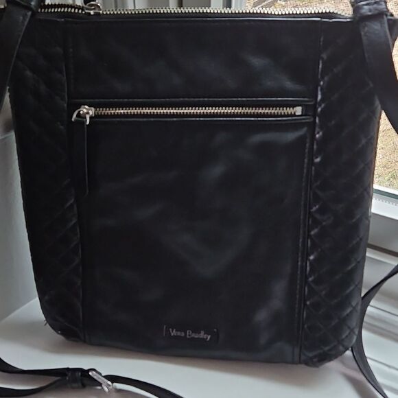 Vera Bradley Handbags - Vera Bradley Black Leather Crossbody Bag